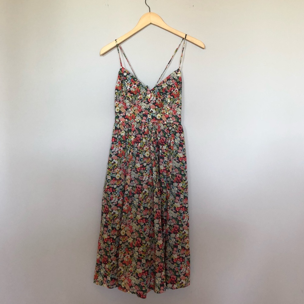 Lace-up back dress in Liberty® Thorpe floral 0